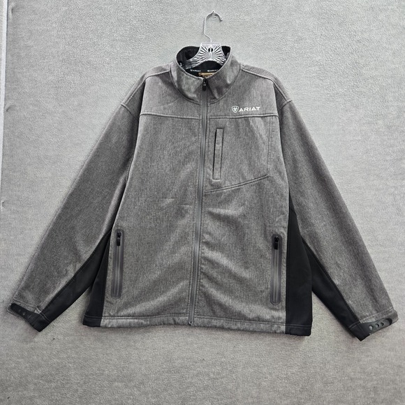 Ariat Men Jacket XL Gray Vernon Softshell Fleece Lined Logo